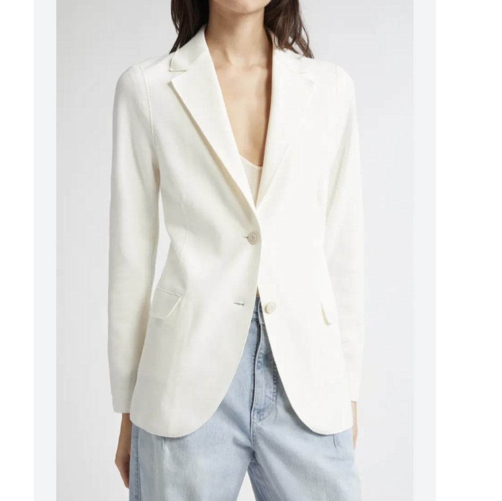 Eleventy Single Breasted Cotton Blend Blazer In White Sz Eu 36 / Us 0 New Nwt